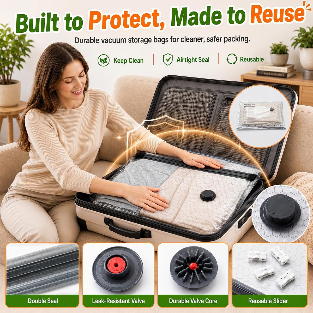 Vacuum Storage Bags with Rechargeable Electric Pump, 15 Combo - Space Saver Vacuum Storage Bags, Blanket & Clothes Storage Bag Vacuums Sealed, Bolsas Para Guardar Ropa Al Vacío