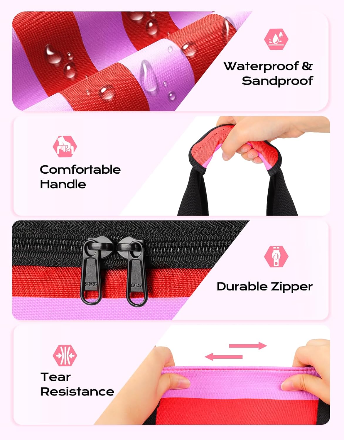 54L Large Beach Bag with Detachable Cooler, Waterproof Sandproof Beach Bags for Women, Duffle Bag for Diving/Swimming