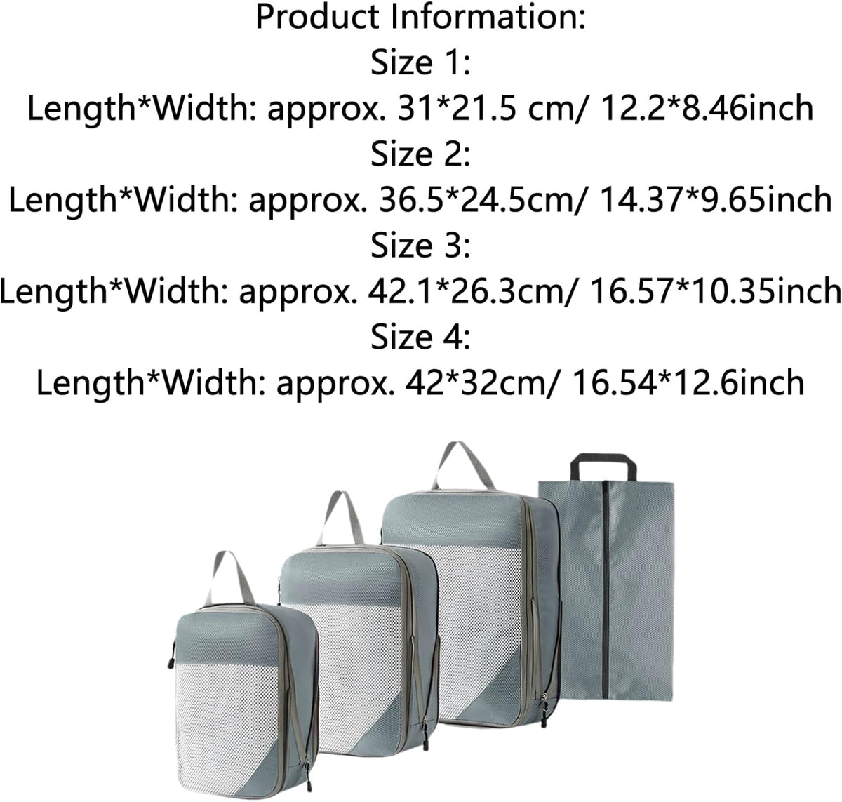 4 Set Compression Packing Cubes for Travel Essentials,Suitcase Organizer Bags for Clothing,Durable Space Saver
