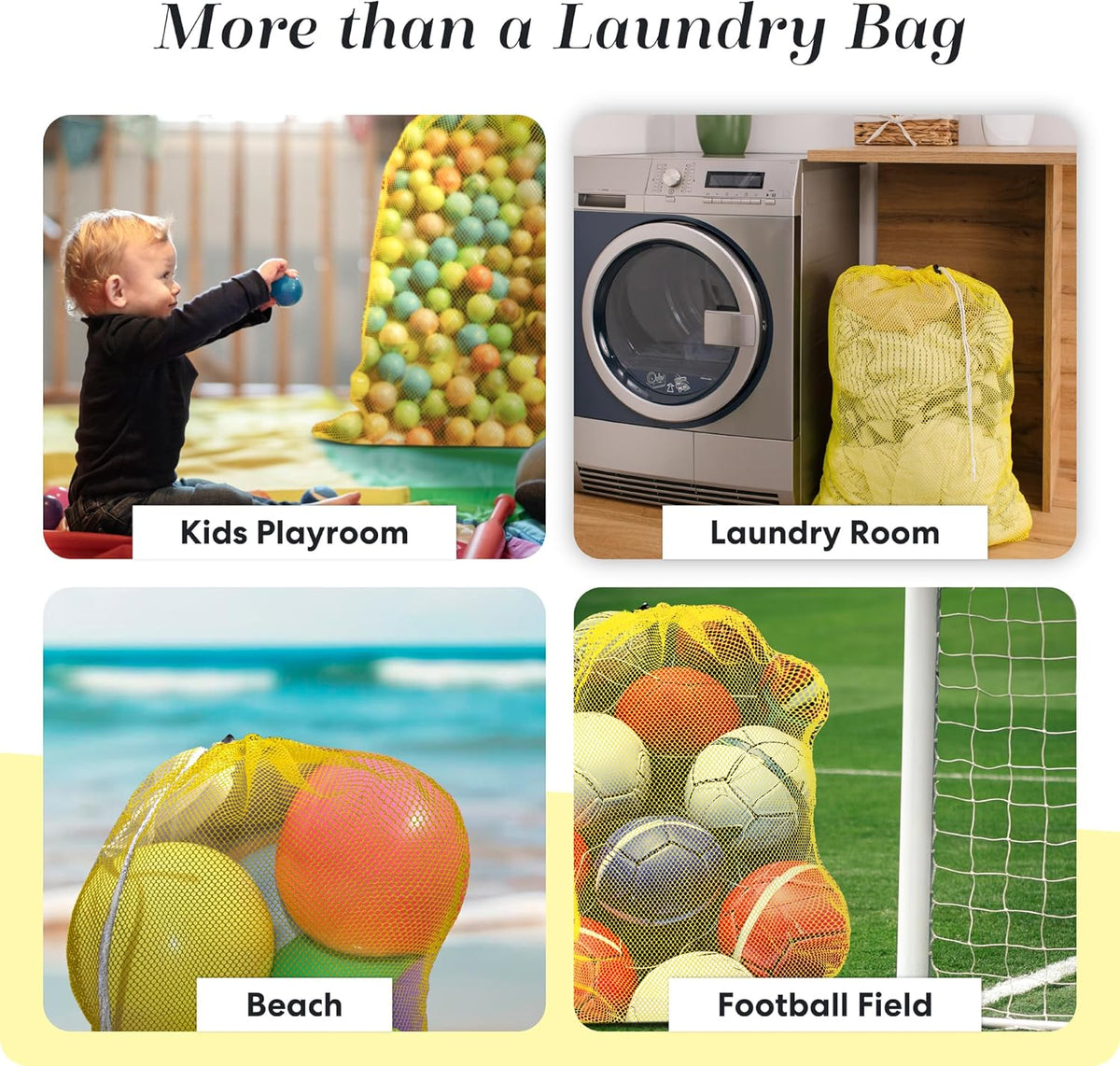 Mesh XL Laundry Bag - Durable, Machine Washable with Secure Drawstring Closure - Perfect for College Dorms, Laundromats, Apartments (Black, Large 24" x 36")