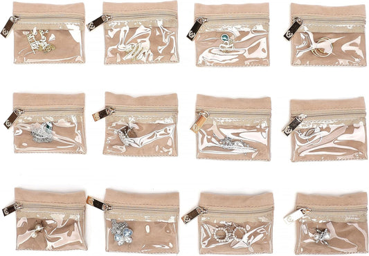 Jewelry Organizer Case Bridesmaid Gifts Travel Bag Vegan Leather Box for Necklace Earring Bracelet Ring(champagne)