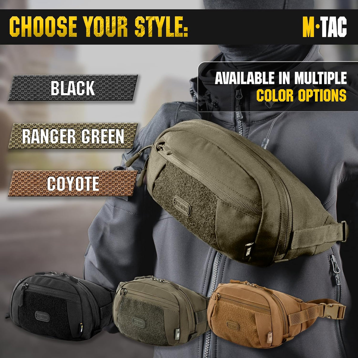 Military Tactical Mens Fanny Pack - Waist Belt Bag - Concealed Carry Fanny Pack For Men & Women Cross Body EDC Black
