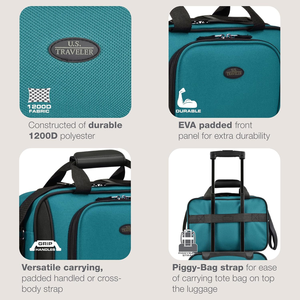 Rio 14" Travel Tote Bag, Lightweight 1200D Carry-On Bag for Women & Men
