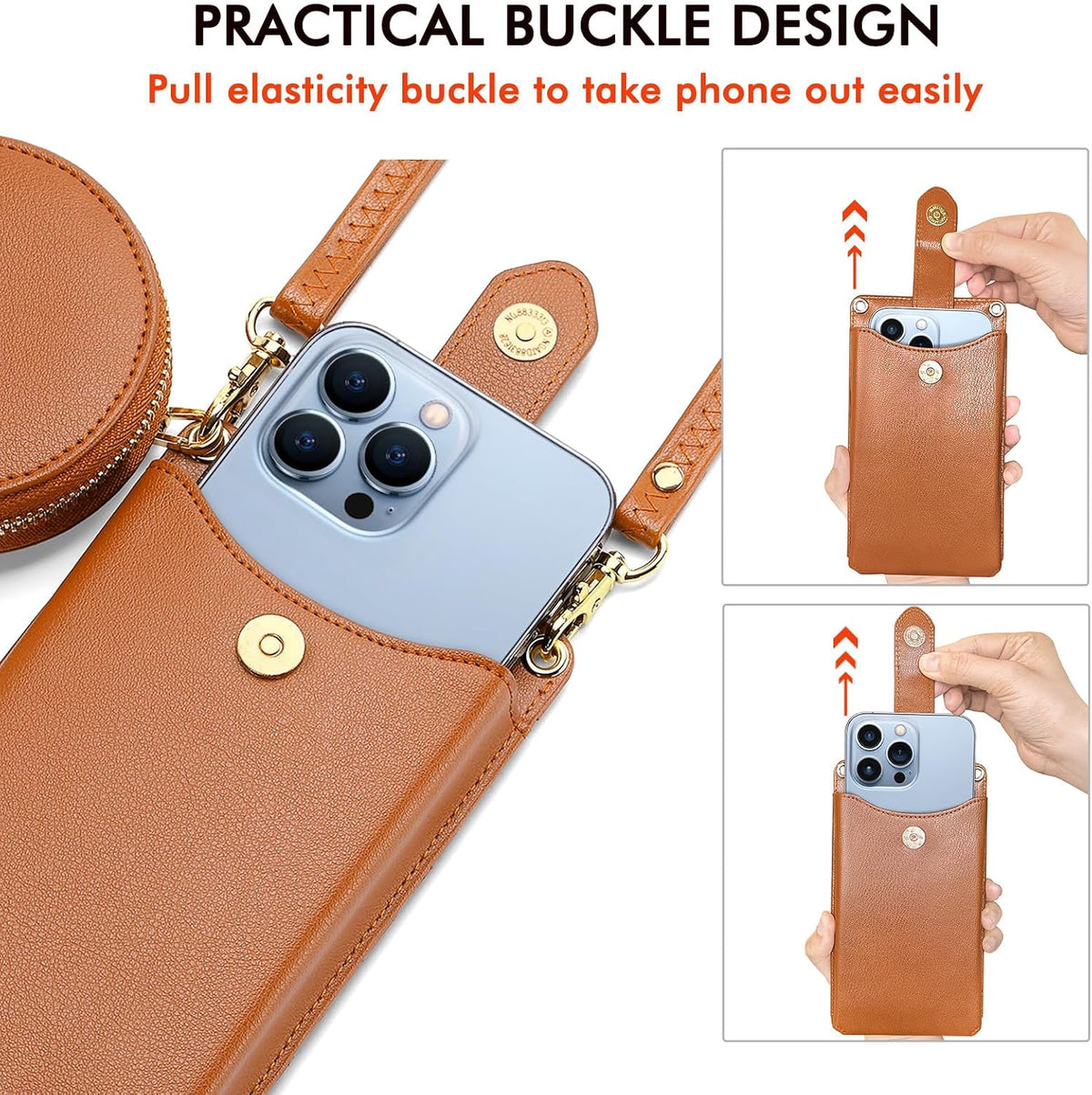 Small Crossbody Cell Phone Purse for Women Vegan Leather Crossbody Phone Bag with RFID Card Slots Adjustable Strap