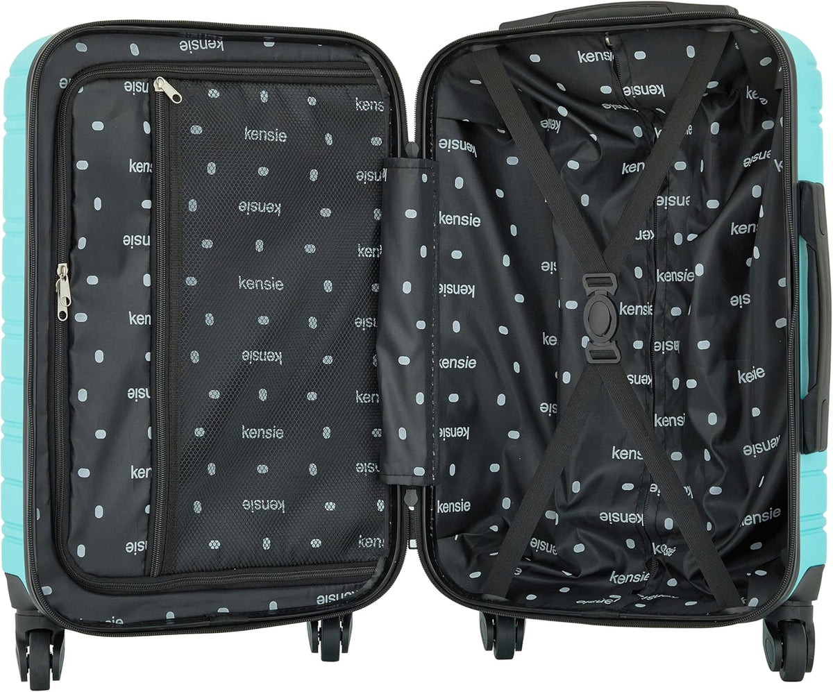 kensie 22" Peonies Hardside Carry-On Luggage with ID Tag, Black