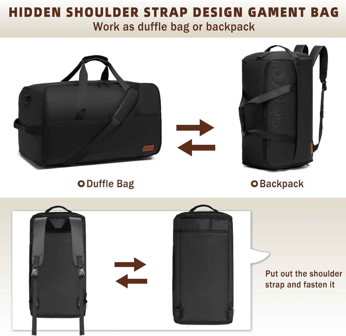 Garment Bags for Travel 3 in 1 Carry On Convertible Suit Travel Duffel Bag with Shoe Compartment Waterproof Large Hanging Travel Suit Bag for Men Ideal Gift for Christmas &Thanksgiving