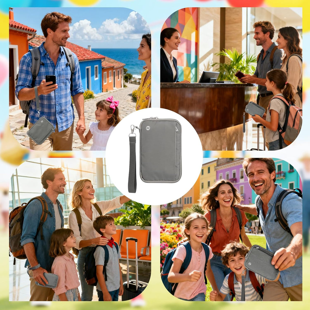 Passport Holder for Travel - RFID Blocking Travel Wallet Essentials Organizer with Card Slots & Zipper Pocket (Women/Men)