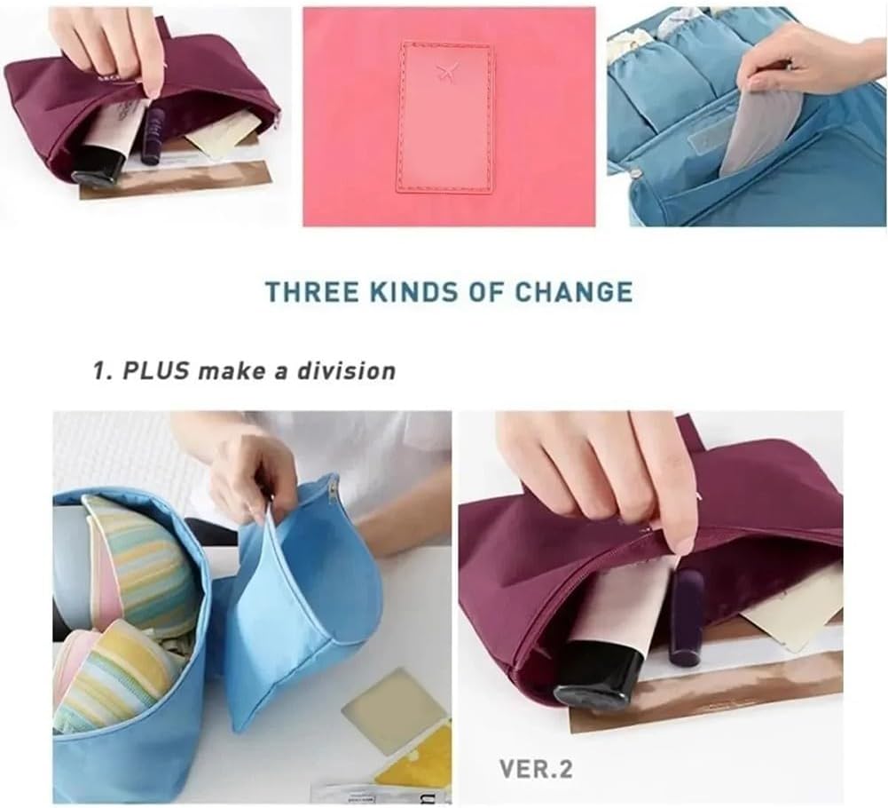 Portable bra bag with classification storage for travel, designed to keep underwear and accessories organized and protected during trips (Gray)