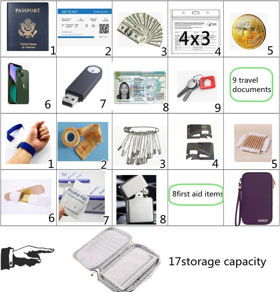 Multifunctional, Secure,Practical, RFID Family Passport Holder, Travel Wallet Travel Document Organizer, Three-Layer Design, Strong storage Function