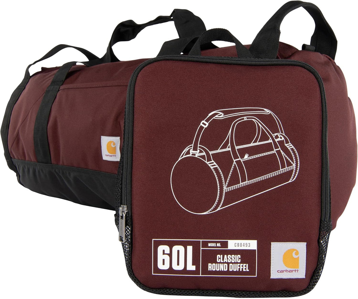 Classic Round Duffel with Utility Pouch, Heavy-Duty, Water-Resistant Packable Gear Bag for Jobsite, Gym, and Travel
