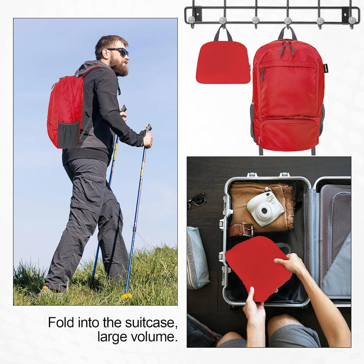 20L lightweight packable Hiking Daypack Foldable Backpack for Men Women Small Travel Outdoor Foldable Shoulder Bag-dark blue