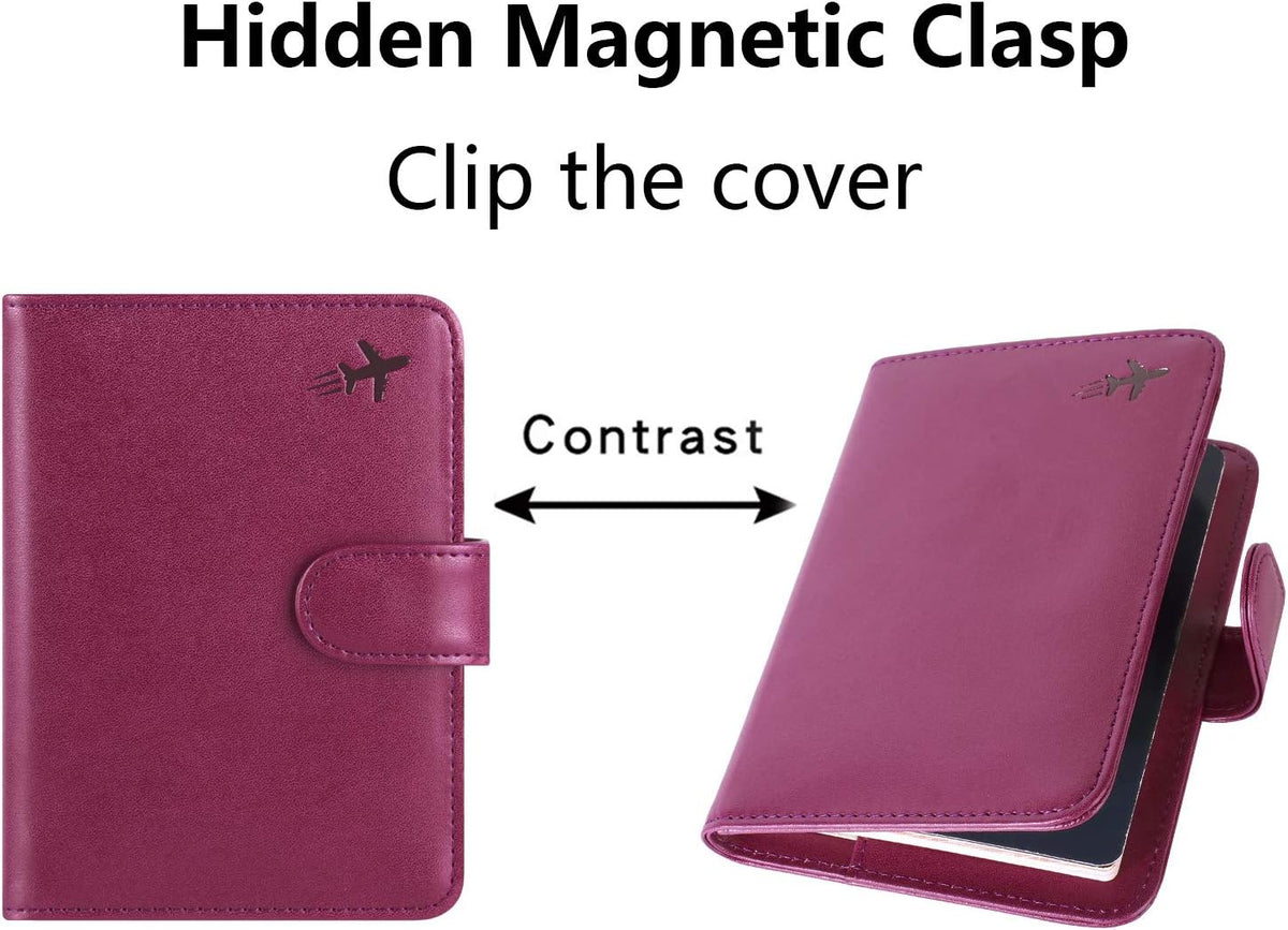 Passport Holder Cover Wallet RFID Blocking Leather Card Case Travel Accessories for Women Men (Pink)