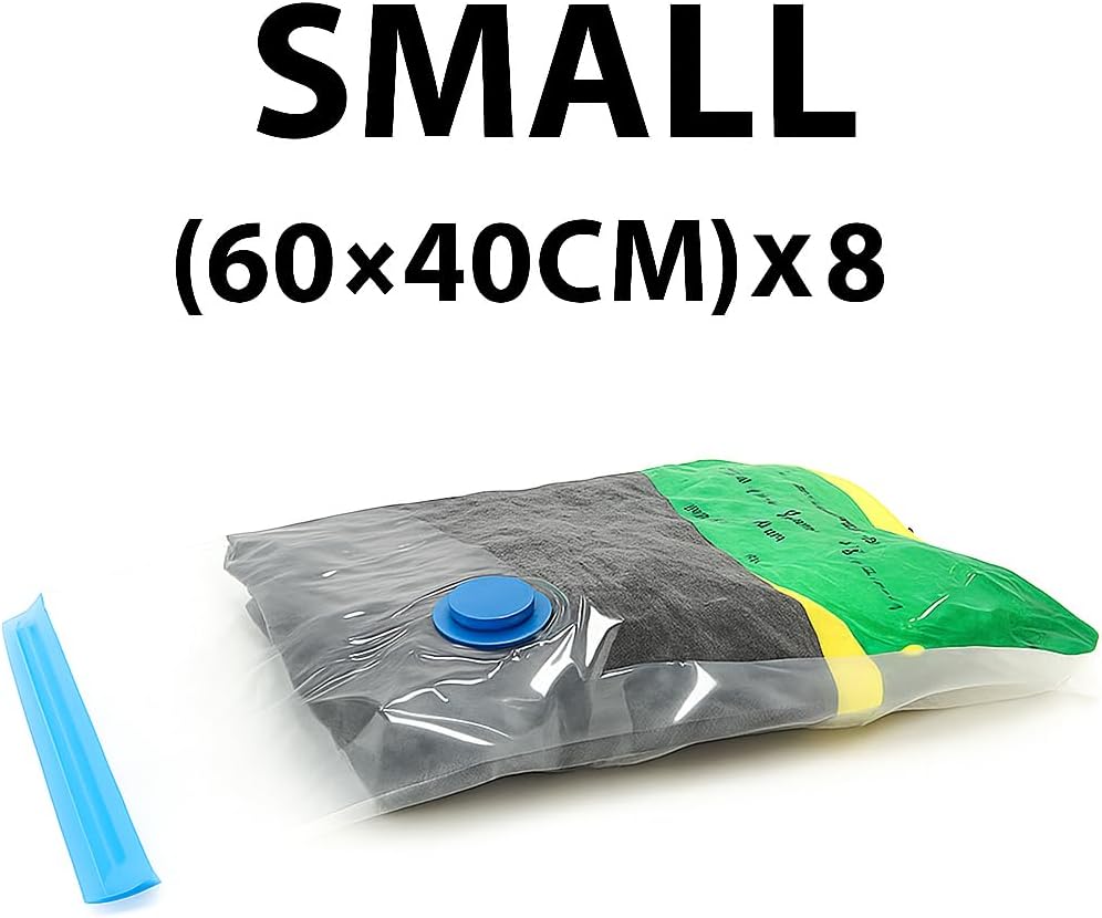 Vacuum Bags for Travel with Pump,8 Pack Vacuum Storage Bags for Bedding and Clothing,Space Saver Bags for Travel and Home(with Hand Pump, Medium 50 * 70)