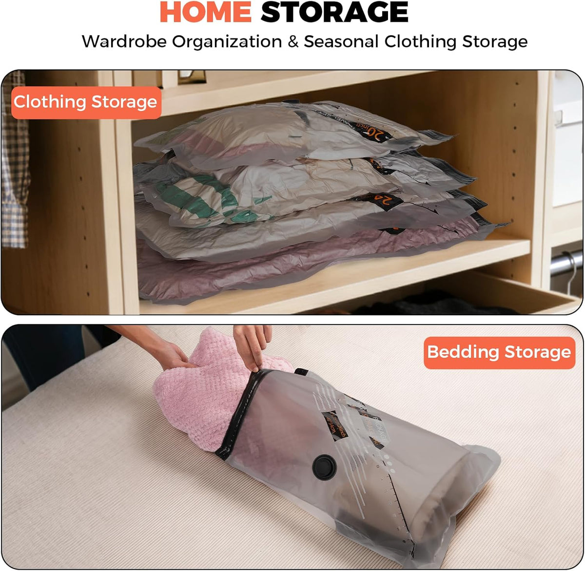 24 Combo Travel Vacuum Bags with Cordless Rechargeable Pump, Portable Space Saver Compression Bag for Clothing, Vacuum Seal Packing Bags for Home Clothing Luggage Organizer Travel Essentials