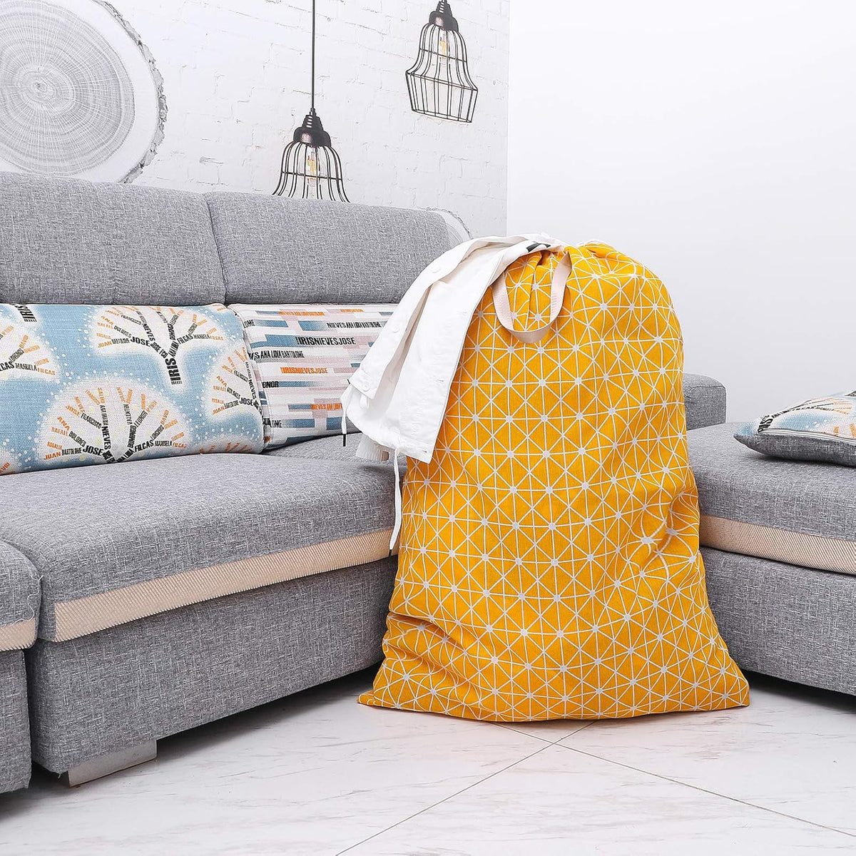 Heavy Duty Laundry Bag with Drawstring and Handle, Extra Large Travel Dirty Clothes Bag for Laundromat and Household, Durable Rip-Stop Laundry Hamper Liner, 28 x 40 Inch , Navy Blue