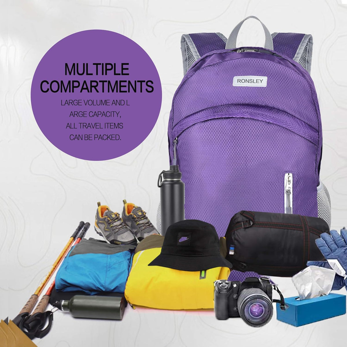 Waterproof Foldable Backpack Dry Storage Lightweight Daypack 35L Outdoor Backpack Hiking Backpackfor Beach Men Women Hot Pink