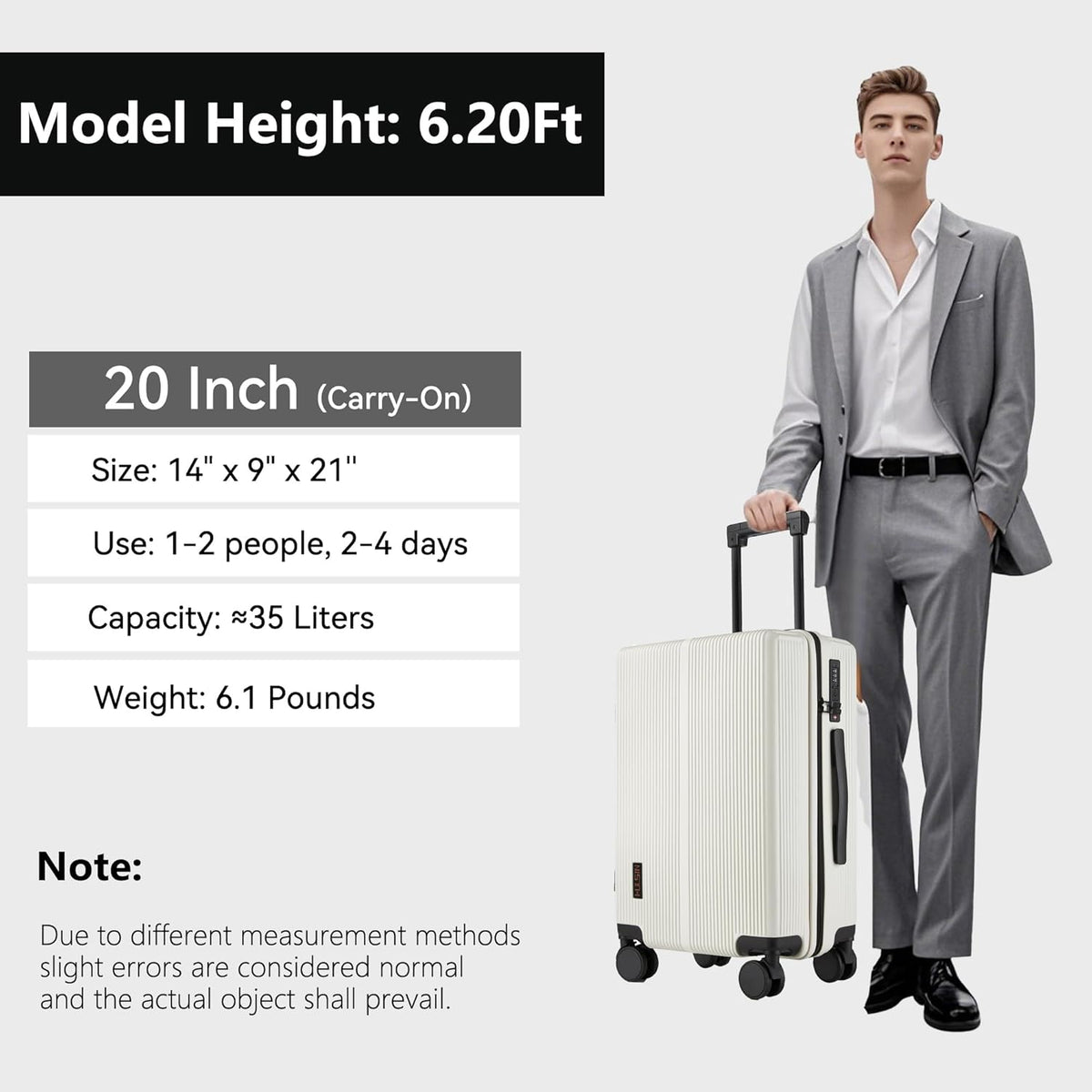 Hulsin Carry On Luggage with TSA Lock 22x14x9 Airline Approved for Women | Hardside Carry-on Suitcase with 360° Spinner Wheels, Lightweight Hard Shell 20 Inch Suitcase for Man,Airport,Business Travel