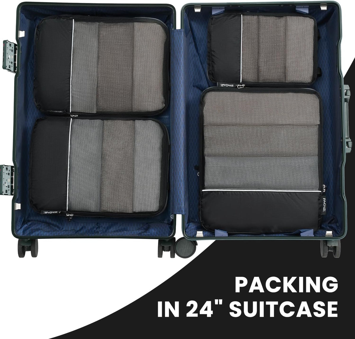 4 Set/6 Set Ultralight Compression Packing Cubes Packing Organizer for Travel Accessories Luggage Suitcase Backpack(70D 4Set Mesh Black)