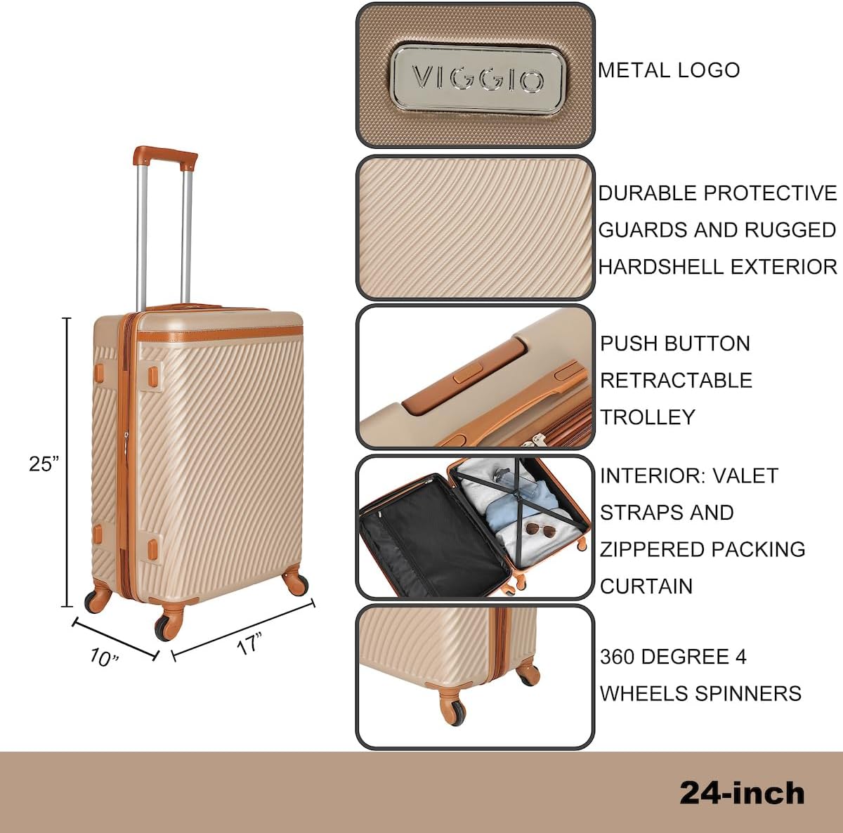 Viggio Packing Cube Brown Luggage Set