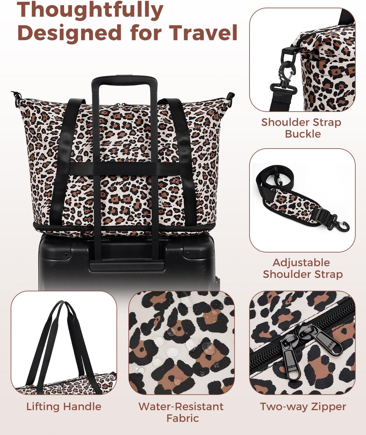 Foldable Expandable Personal Item Travel Bag for Women Carry On | 18x14x8 inches, Frontier Airline Underseat Fit, Weekend Getaways