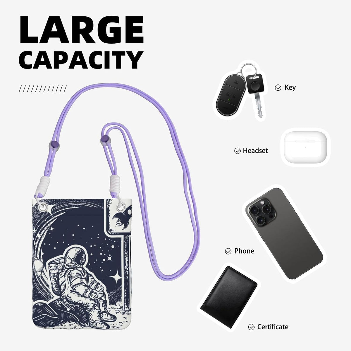 Space Tourism for Crossbody Phone Bag, Small & Lightweight Crossbody Purse for Women with Adjustable Strap, Water-Resistant Daily Commuter Bag for Phone, Wallet, Keys