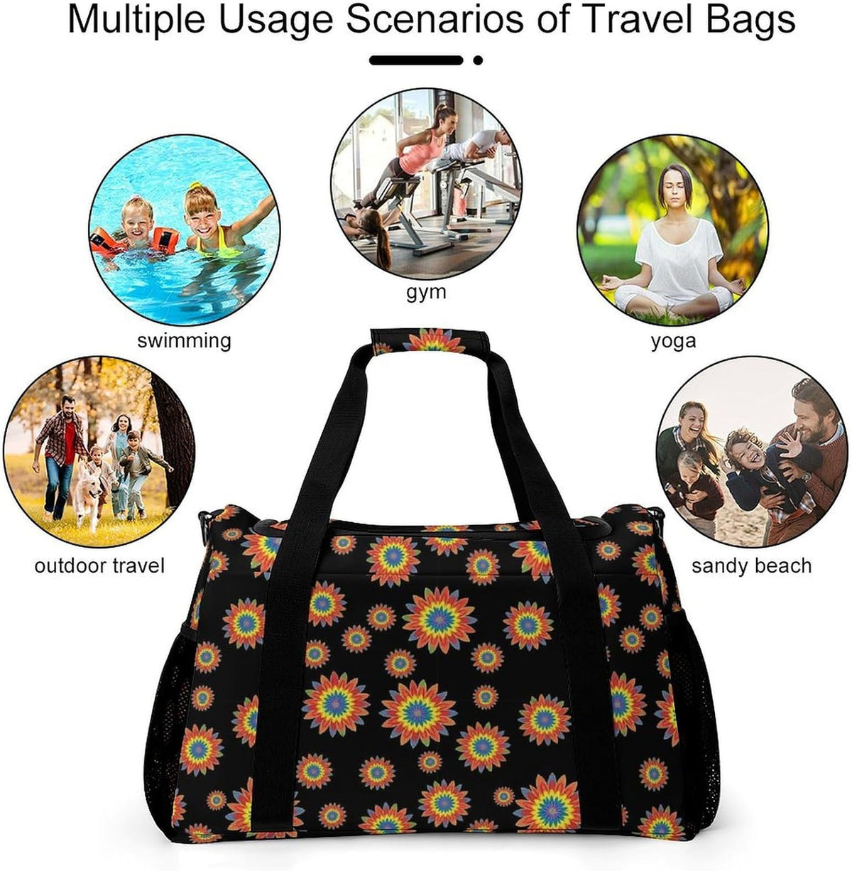 Gym Duffel Bag Sports Bag for Travel Weekender Overnight Trip Functional Design Workout