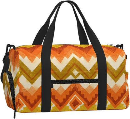 Bohemian Duffel Bag with Shoe Compartment-Sports Gym Weekender for Men Women, Waterproof Travel Tote with Wet Pocket for Dirty Shoes
