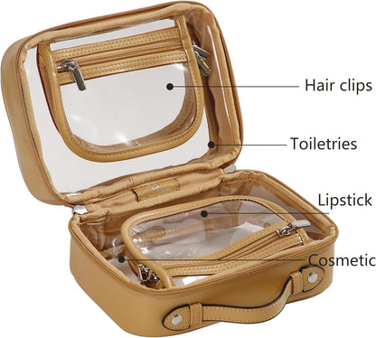 Transparent Makeup Bag Travel Cosmetic Bags Case Waterproof Toiletries Bag Large Capacity Open Storage Bags Organizer With Zipper, Portable Make Up Organizer for Women and Girls