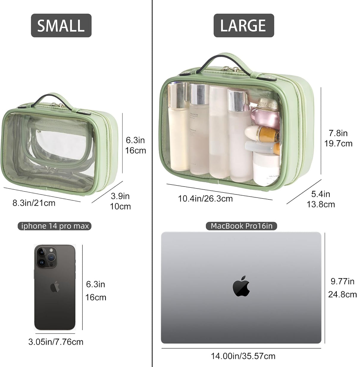 Transparent Makeup Bag Travel Cosmetic Bags Case Waterproof Toiletries Bag Large Capacity Open Storage Bags Organizer With Zipper, Portable Make Up Organizer for Women and Girls