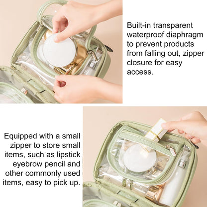 Transparent Makeup Bag Travel Cosmetic Bags Case Waterproof Toiletries Bag Large Capacity Open Storage Bags Organizer With Zipper, Portable Make Up Organizer for Women and Girls