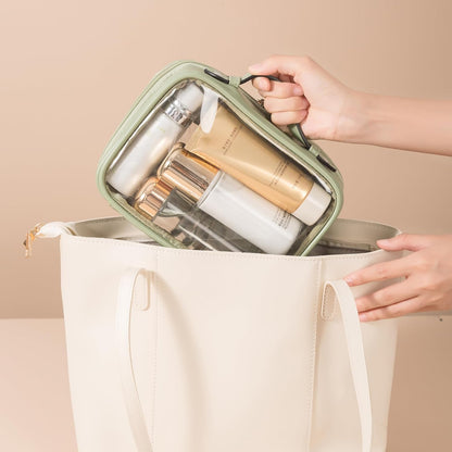 Transparent Makeup Bag Travel Cosmetic Bags Case Waterproof Toiletries Bag Large Capacity Open Storage Bags Organizer With Zipper, Portable Make Up Organizer for Women and Girls