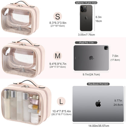 Transparent Makeup Bag Travel Cosmetic Bags Case Waterproof Toiletries Bag Large Capacity Open Storage Bags Organizer With Zipper, Portable Make Up Organizer for Women and Girls
