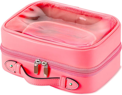 Transparent Makeup Bag Travel Cosmetic Bags Case Waterproof Toiletries Bag Large Capacity Open Storage Bags Organizer With Zipper, Portable Make Up Organizer for Women and Girls