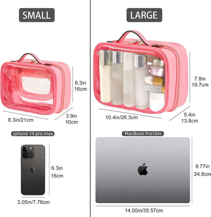Transparent Makeup Bag Travel Cosmetic Bags Case Waterproof Toiletries Bag Large Capacity Open Storage Bags Organizer With Zipper, Portable Make Up Organizer for Women and Girls