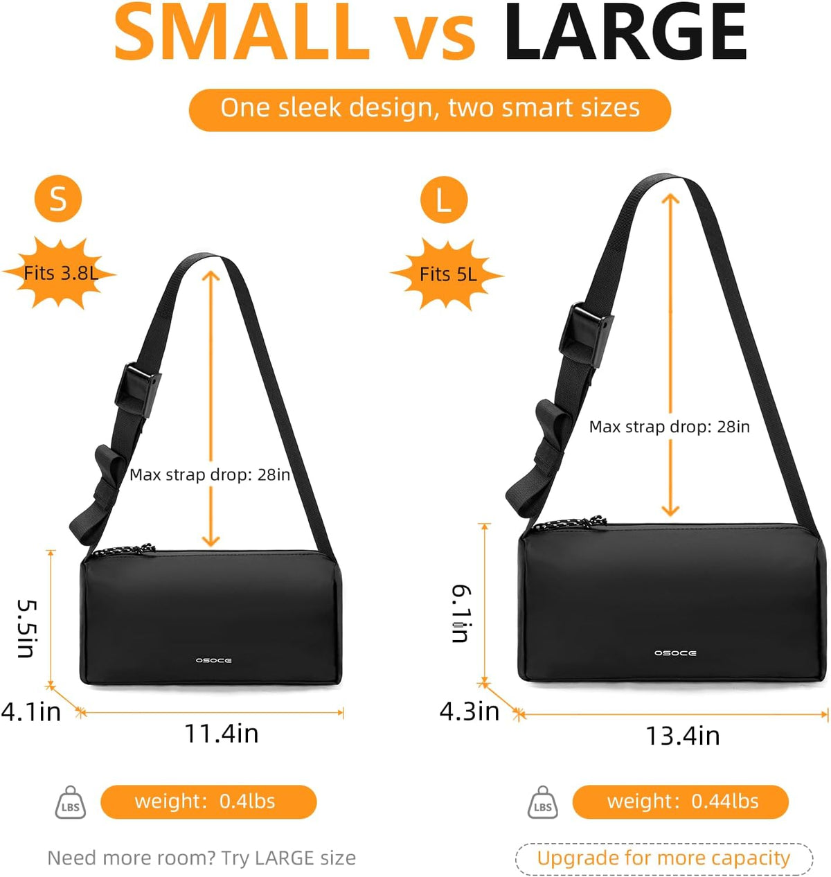 Water Resistant Sling Bag, Small | Crossbody Bag for Men Women