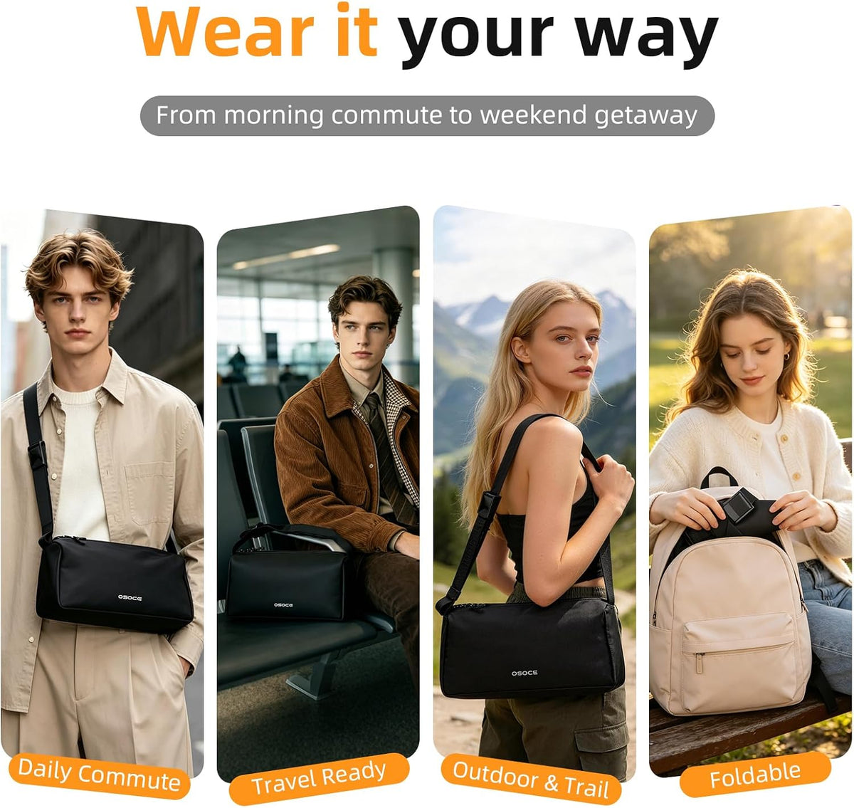 Water Resistant Sling Bag, Small | Crossbody Bag for Men Women