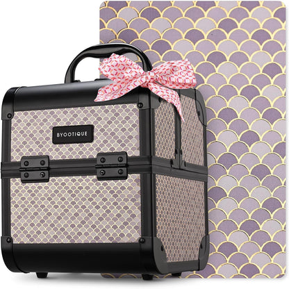 4in1 Cosmetology Case on Wheels w/Cosmetic Storage Makeup Artist | Aluminum Rolling Makeup Suitcase 360° Detachable Wheel Lockable Makeup Case Organizer w/ Mirror Nail Tech AD Graphite