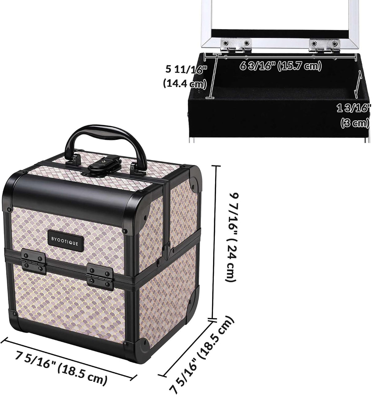 4in1 Cosmetology Case on Wheels w/Cosmetic Storage Makeup Artist | Aluminum Rolling Makeup Suitcase 360° Detachable Wheel Lockable Makeup Case Organizer w/ Mirror Nail Tech AD Graphite