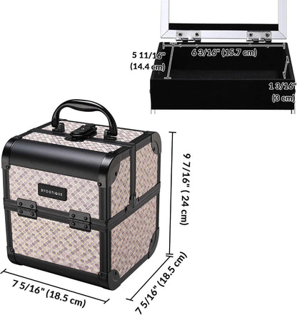 4in1 Cosmetology Case on Wheels w/Cosmetic Storage Makeup Artist | Aluminum Rolling Makeup Suitcase 360° Detachable Wheel Lockable Makeup Case Organizer w/ Mirror Nail Tech AD Graphite