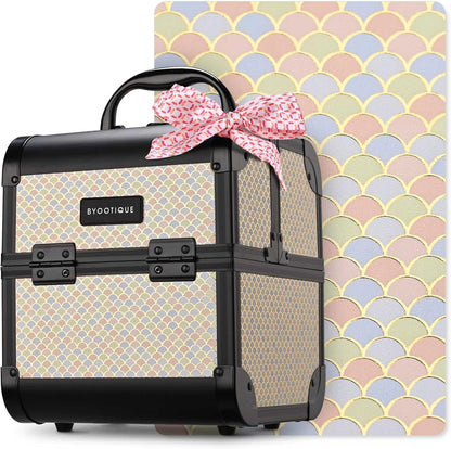 4in1 Cosmetology Case on Wheels w/Cosmetic Storage Makeup Artist | Aluminum Rolling Makeup Suitcase 360° Detachable Wheel Lockable Makeup Case Organizer w/ Mirror Nail Tech AD Graphite