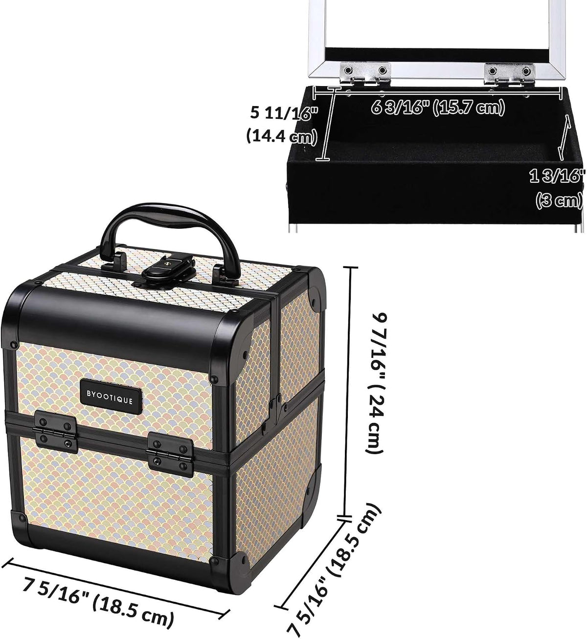 4in1 Cosmetology Case on Wheels w/Cosmetic Storage Makeup Artist | Aluminum Rolling Makeup Suitcase 360° Detachable Wheel Lockable Makeup Case Organizer w/ Mirror Nail Tech AD Graphite