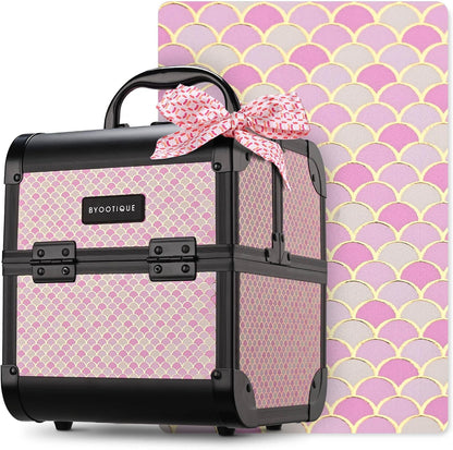 4in1 Cosmetology Case on Wheels w/Cosmetic Storage Makeup Artist | Aluminum Rolling Makeup Suitcase 360° Detachable Wheel Lockable Makeup Case Organizer w/ Mirror Nail Tech AD Graphite