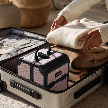 4in1 Cosmetology Case on Wheels w/Cosmetic Storage Makeup Artist | Aluminum Rolling Makeup Suitcase 360° Detachable Wheel Lockable Makeup Case Organizer w/ Mirror Nail Tech AD Graphite