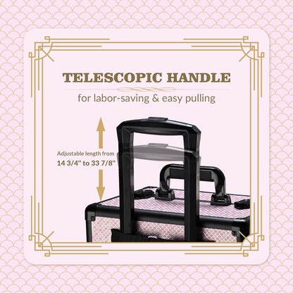 4in1 Cosmetology Case on Wheels w/Cosmetic Storage Makeup Artist | Aluminum Rolling Makeup Suitcase 360° Detachable Wheel Lockable Makeup Case Organizer w/ Mirror Nail Tech AD Graphite