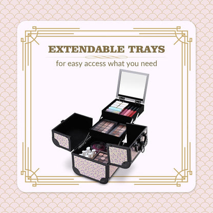 4in1 Cosmetology Case on Wheels w/Cosmetic Storage Makeup Artist | Aluminum Rolling Makeup Suitcase 360° Detachable Wheel Lockable Makeup Case Organizer w/ Mirror Nail Tech AD Graphite