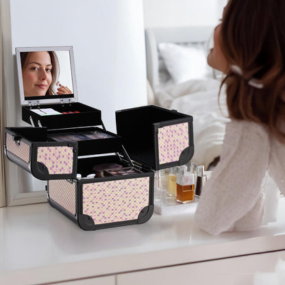 4in1 Cosmetology Case on Wheels w/Cosmetic Storage Makeup Artist | Aluminum Rolling Makeup Suitcase 360° Detachable Wheel Lockable Makeup Case Organizer w/ Mirror Nail Tech AD Graphite