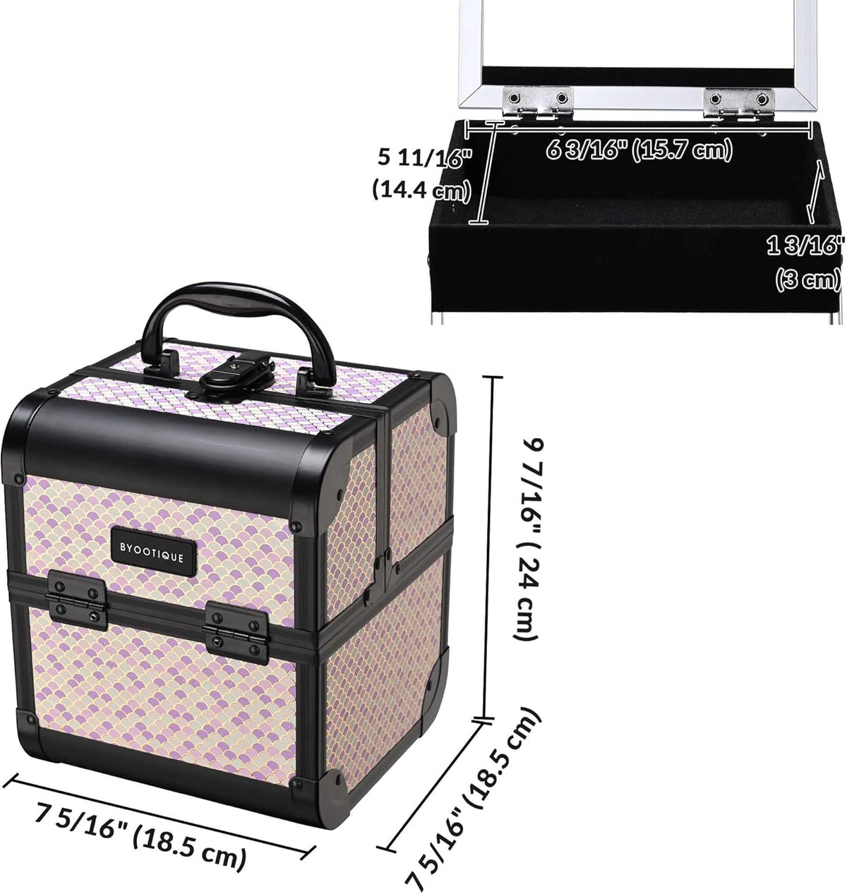 4in1 Cosmetology Case on Wheels w/Cosmetic Storage Makeup Artist | Aluminum Rolling Makeup Suitcase 360° Detachable Wheel Lockable Makeup Case Organizer w/ Mirror Nail Tech AD Graphite