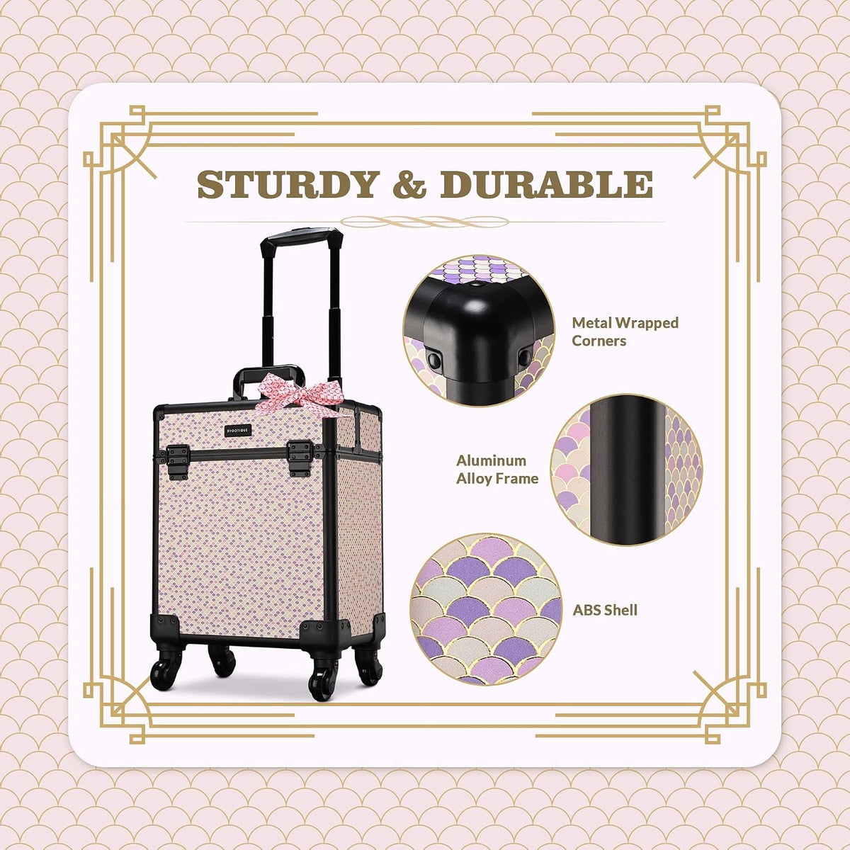 4in1 Cosmetology Case on Wheels w/Cosmetic Storage Makeup Artist | Aluminum Rolling Makeup Suitcase 360° Detachable Wheel Lockable Makeup Case Organizer w/ Mirror Nail Tech AD Graphite