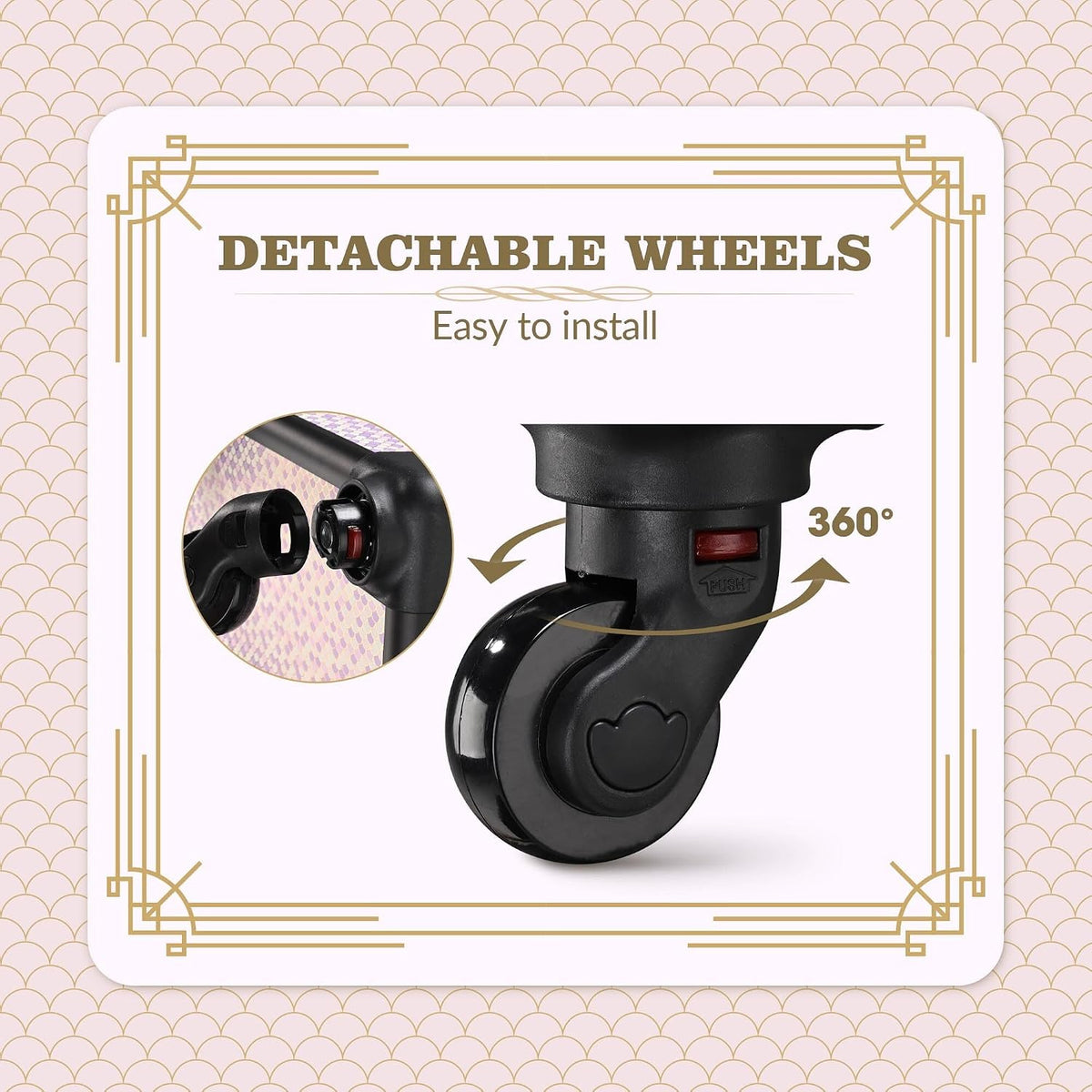 4in1 Cosmetology Case on Wheels w/Cosmetic Storage Makeup Artist | Aluminum Rolling Makeup Suitcase 360° Detachable Wheel Lockable Makeup Case Organizer w/ Mirror Nail Tech AD Graphite