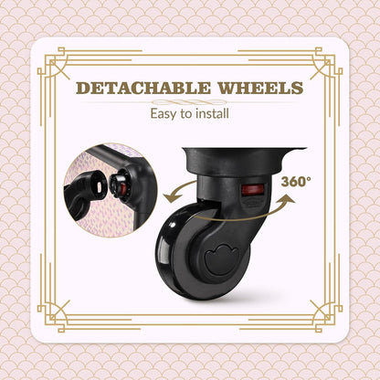 4in1 Cosmetology Case on Wheels w/Cosmetic Storage Makeup Artist | Aluminum Rolling Makeup Suitcase 360° Detachable Wheel Lockable Makeup Case Organizer w/ Mirror Nail Tech AD Graphite